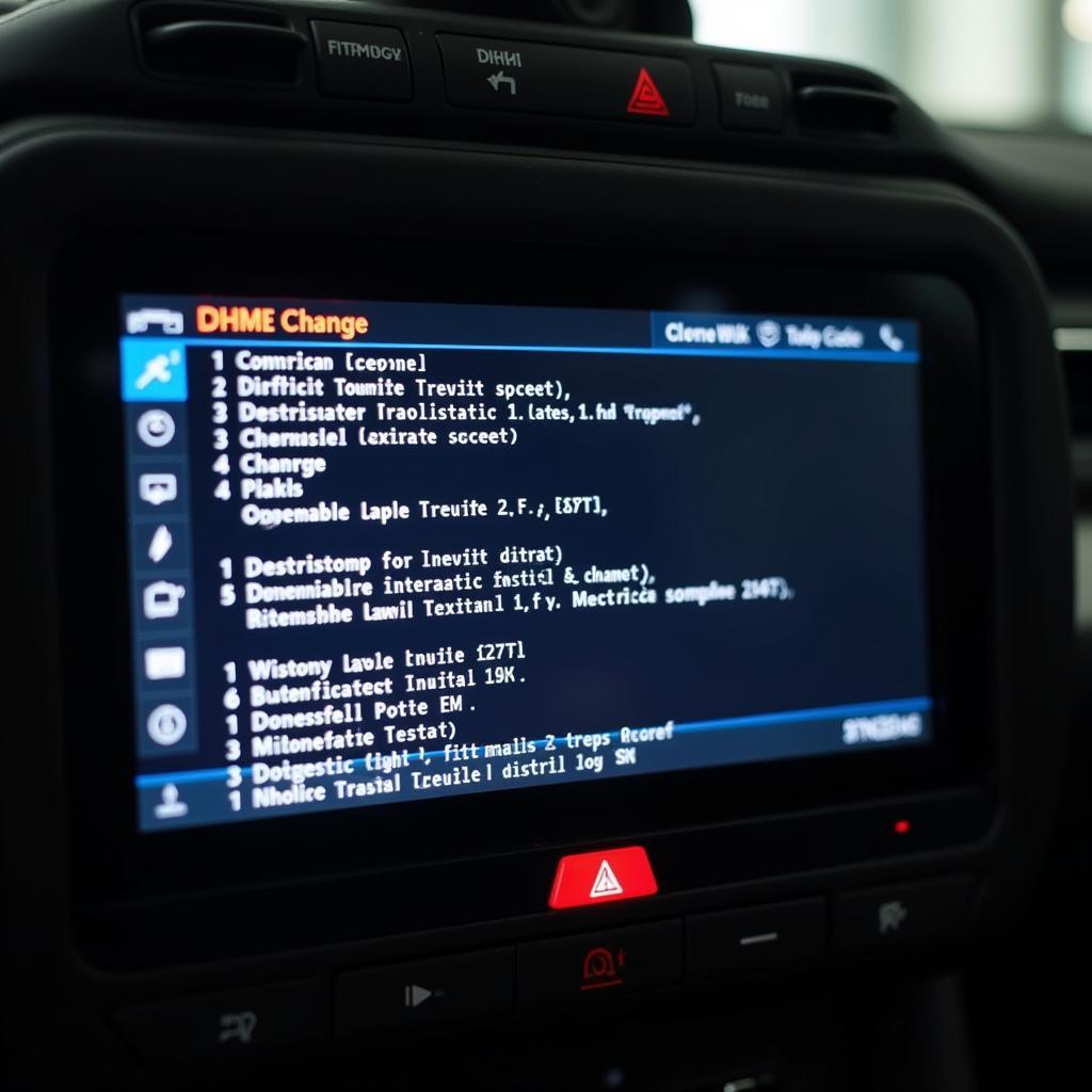 Car diagnostic interface scanner displaying diagnostic trouble codes