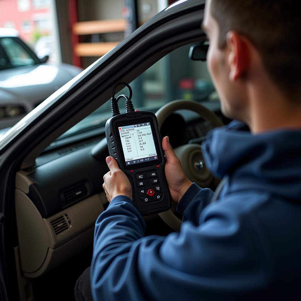 A DIY enthusiast using a best car diagnostic kit at home.