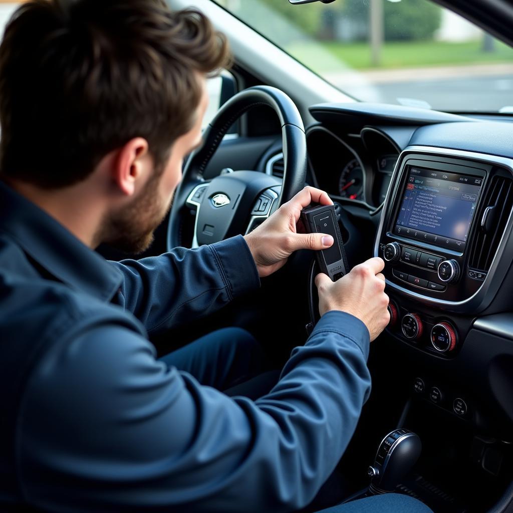 Technician Performing Car Diagnostic