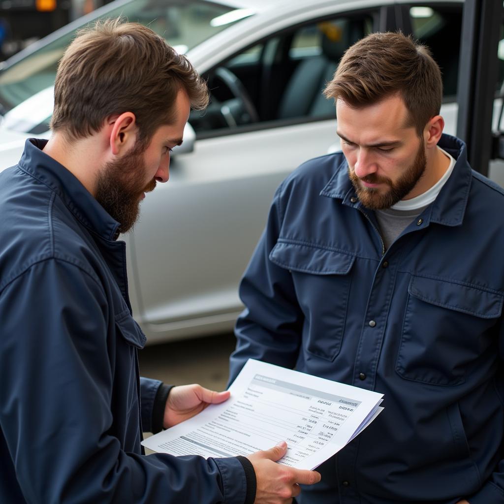 Mechanic Discussing Repair Options with Car Owner