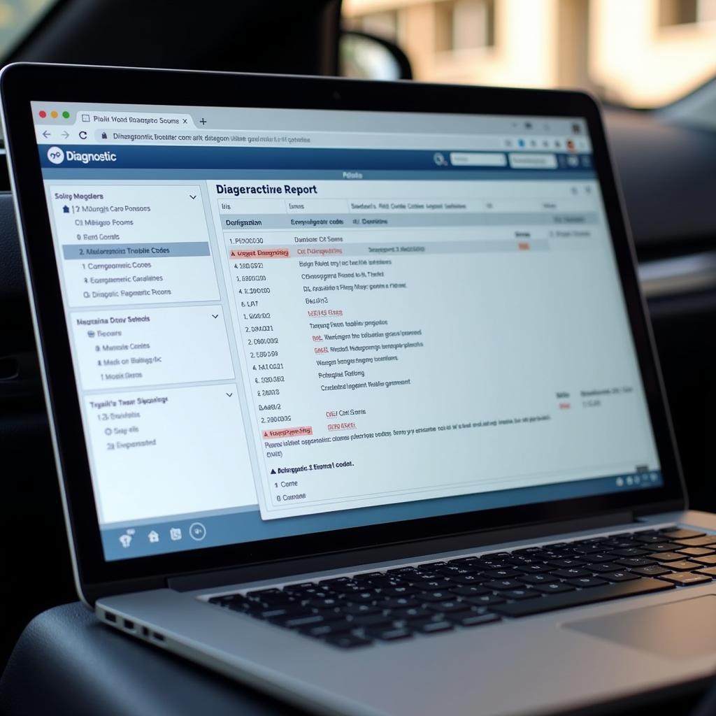 Car Diagnostic Report on a Laptop