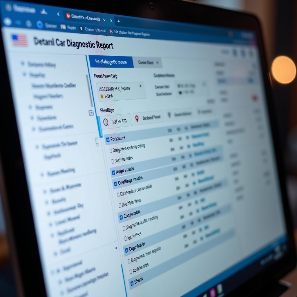 Car Diagnostic Report on a Computer Screen