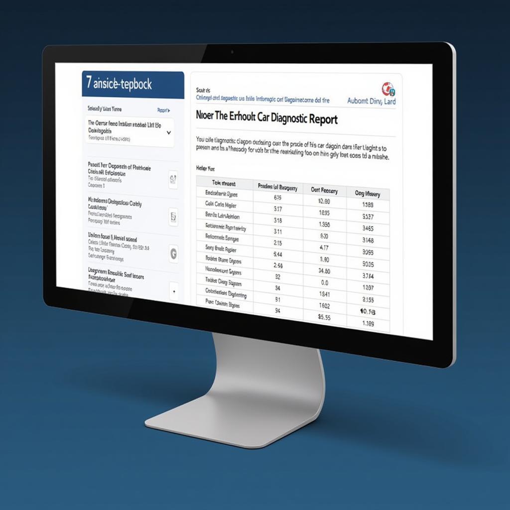 Car diagnostic report on computer screen