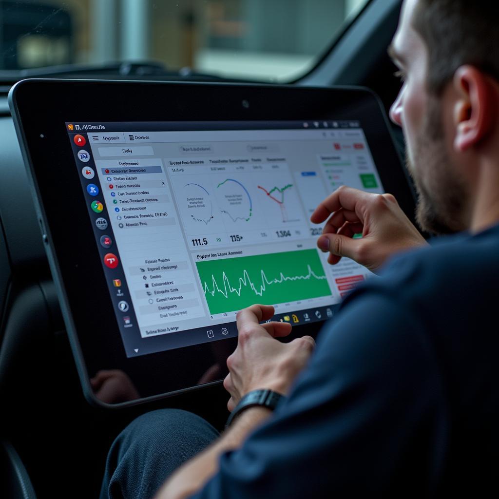 Mechanic reviewing a car diagnostic report