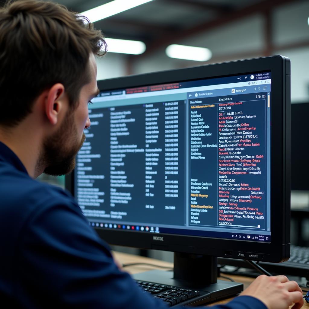 Mechanic Analyzing a Car Diagnostic Report