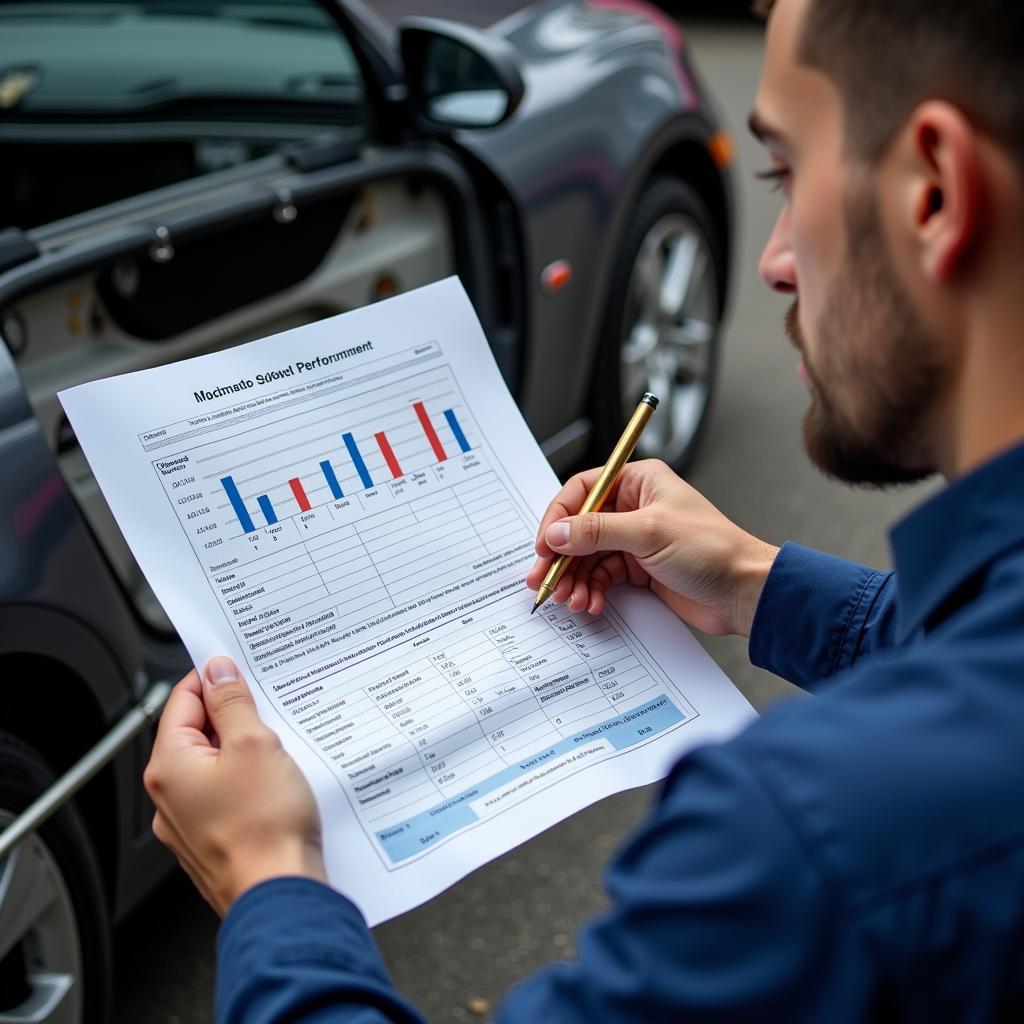 Reviewing a car diagnostic report in Billesley