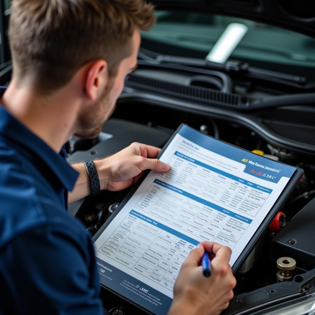 Mechanic Reviewing a Car Diagnostic Report