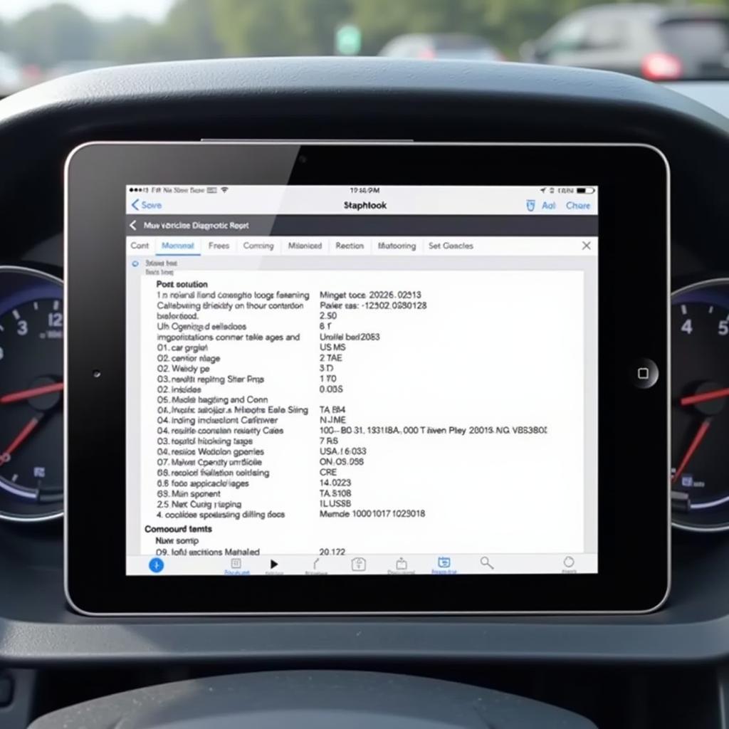 Car Diagnostic Report on Tablet