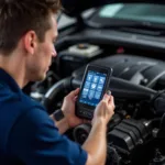 Car diagnostic scan tool in use at a Carrum Downs auto shop