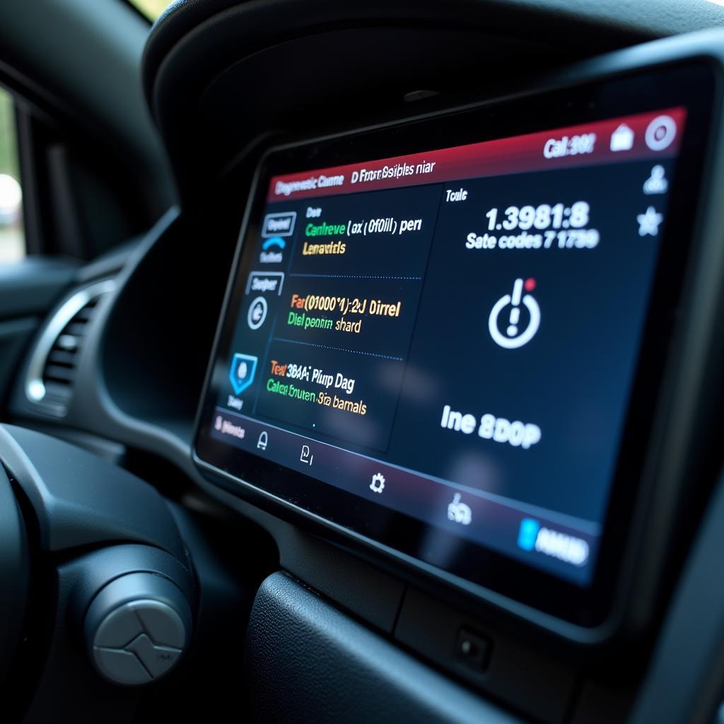 Car diagnostic scan tool displaying results