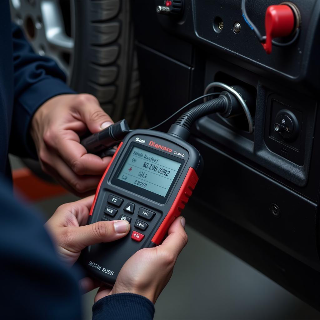 Mechanic Using a Car Diagnostic Scanner