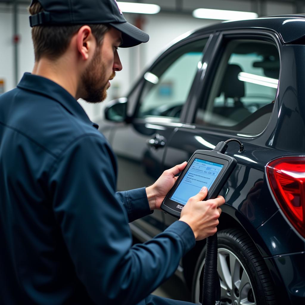 Mechanic Using Car Diagnostic Scanner