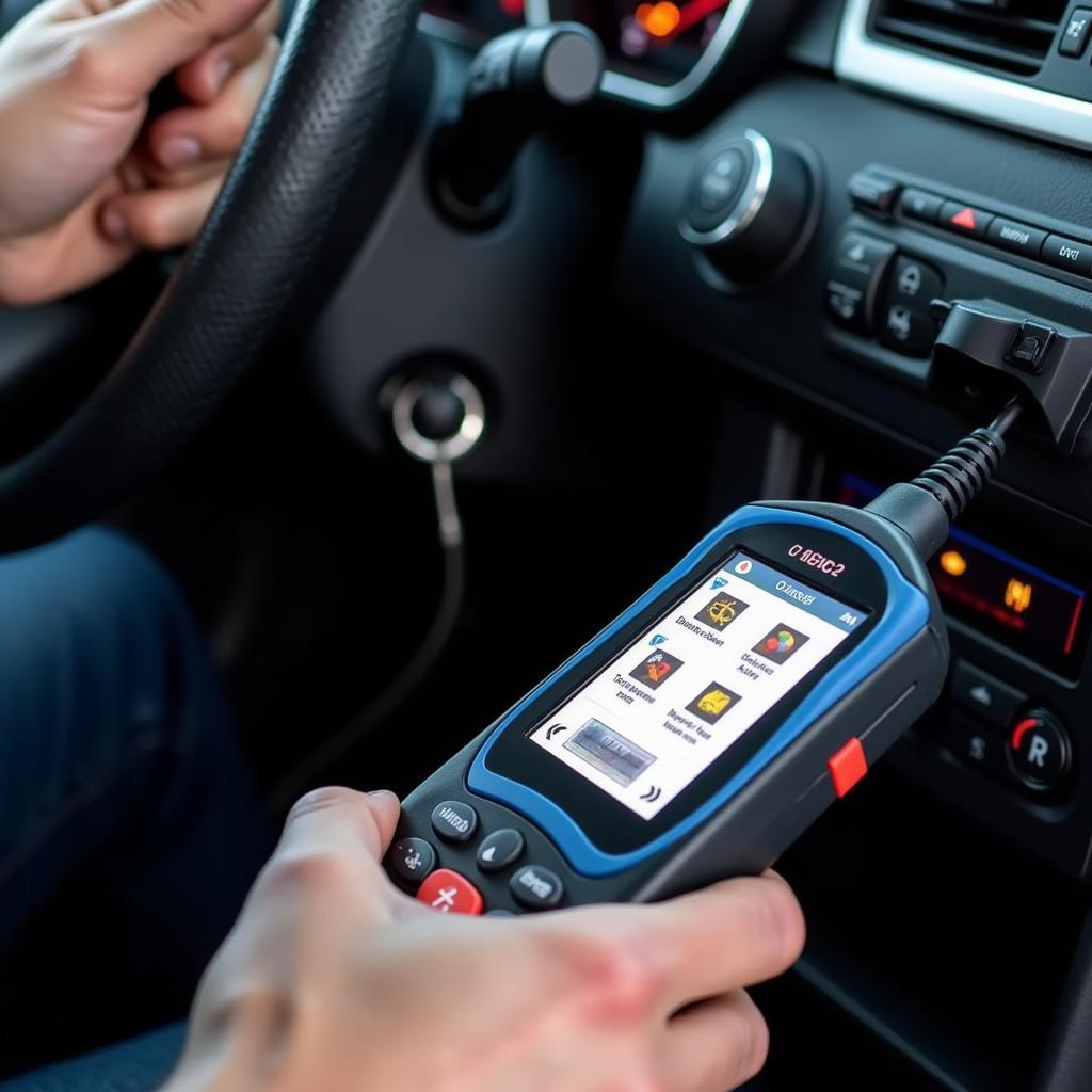 Mechanic Using Car Diagnostic Scanner