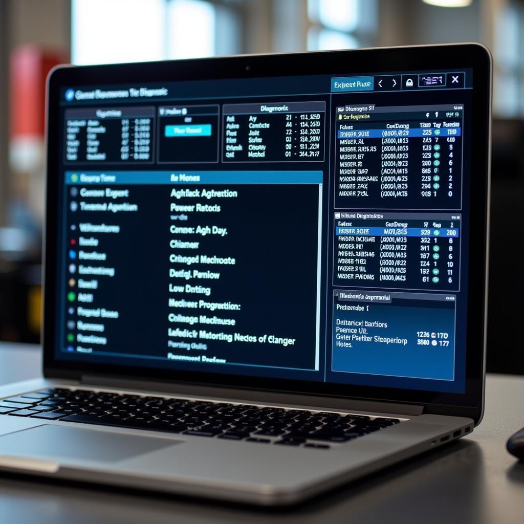 Car diagnostic software displaying error codes on a laptop screen