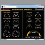 Diagnostic software interface showing real-time data