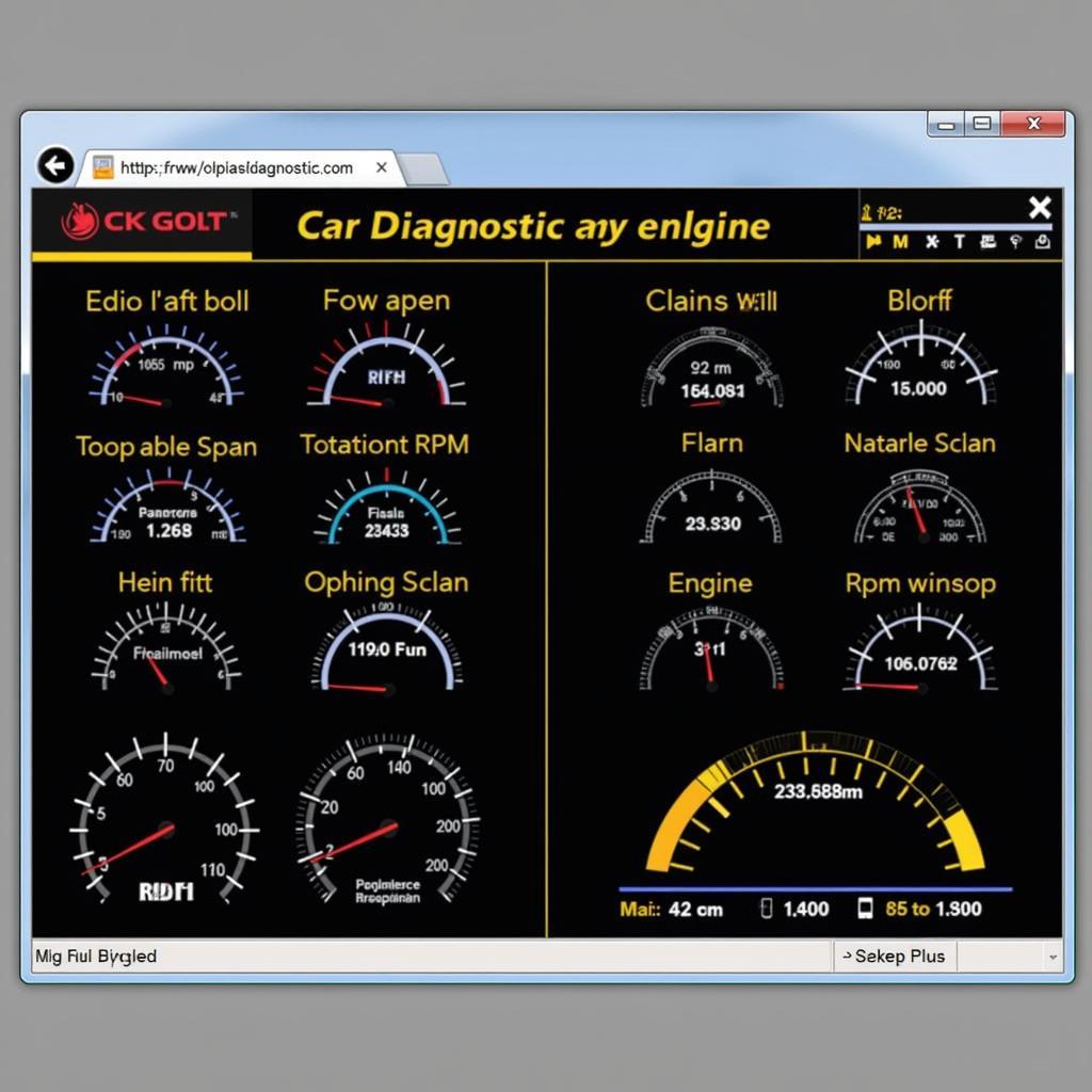 Diagnostic software interface showing real-time data