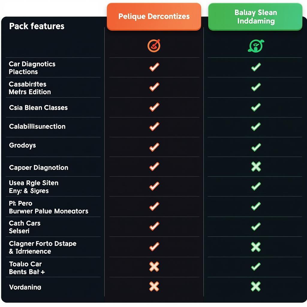 Software Features Comparison Table