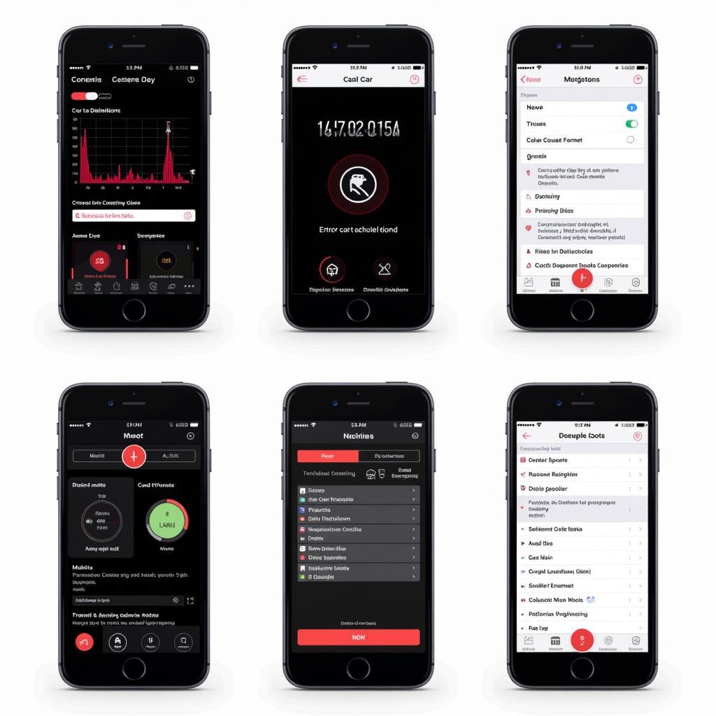 Various Features of Car Diagnostic Software Displayed on iPhone