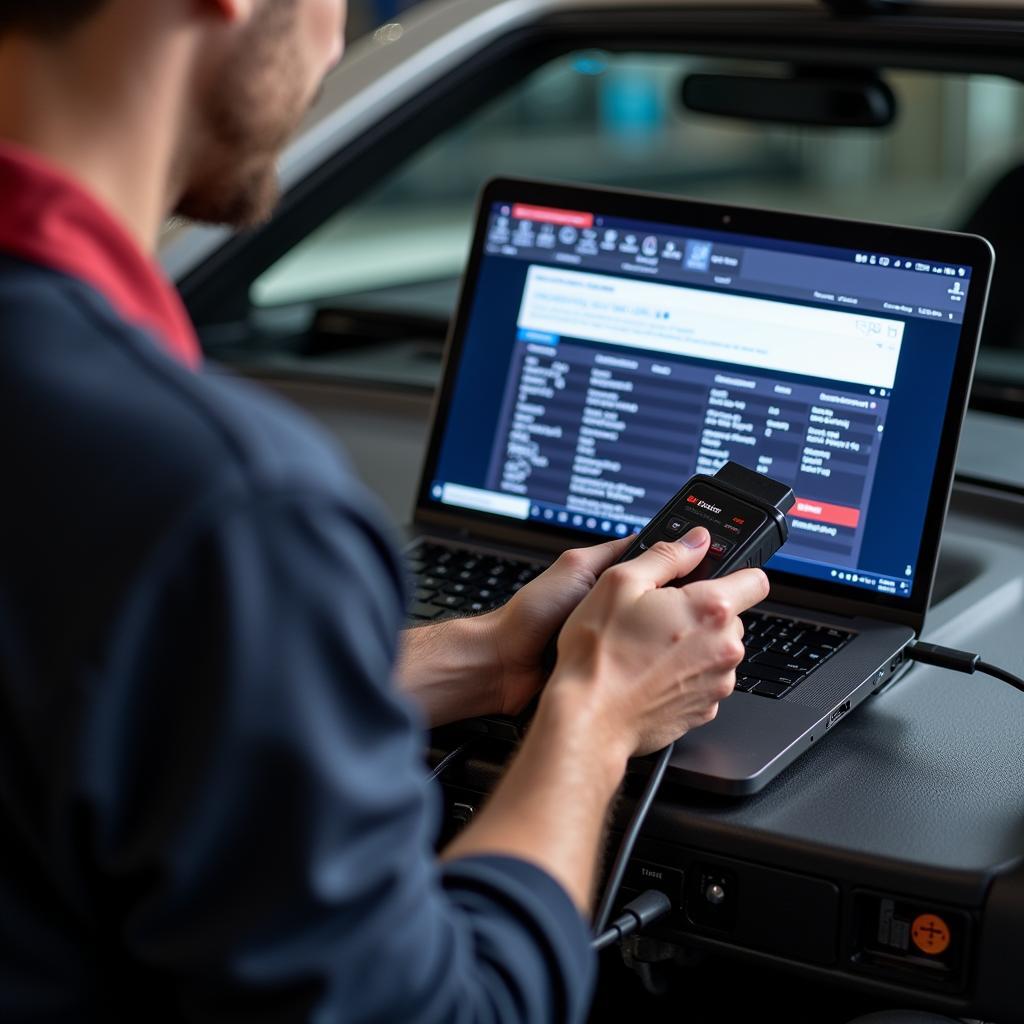 Mechanic Using Car Diagnostic Software