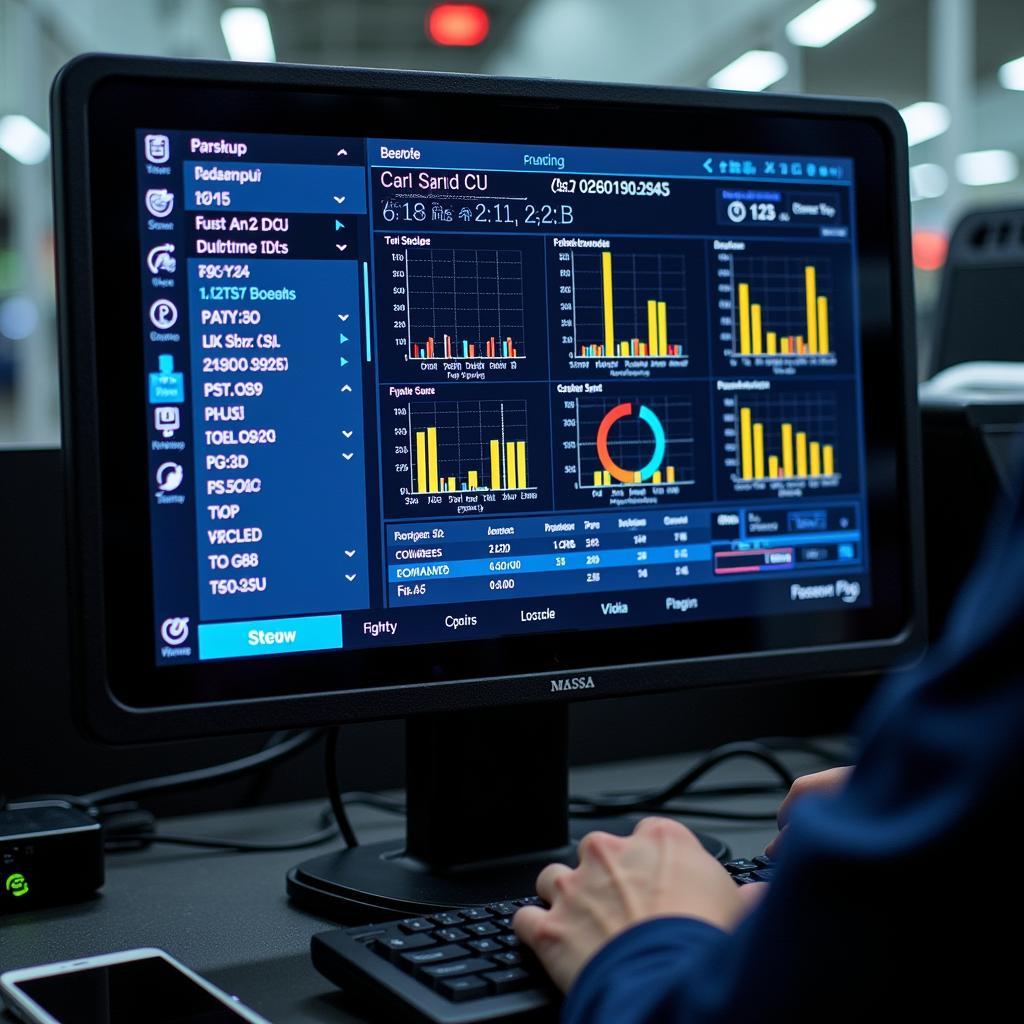 Computer screen displaying car diagnostic software