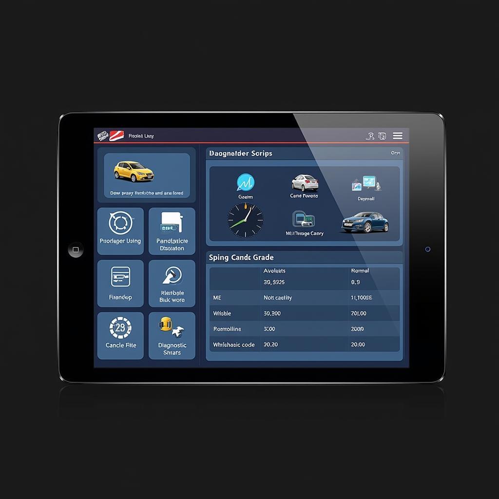 Car Diagnostic Software Interface on Tablet