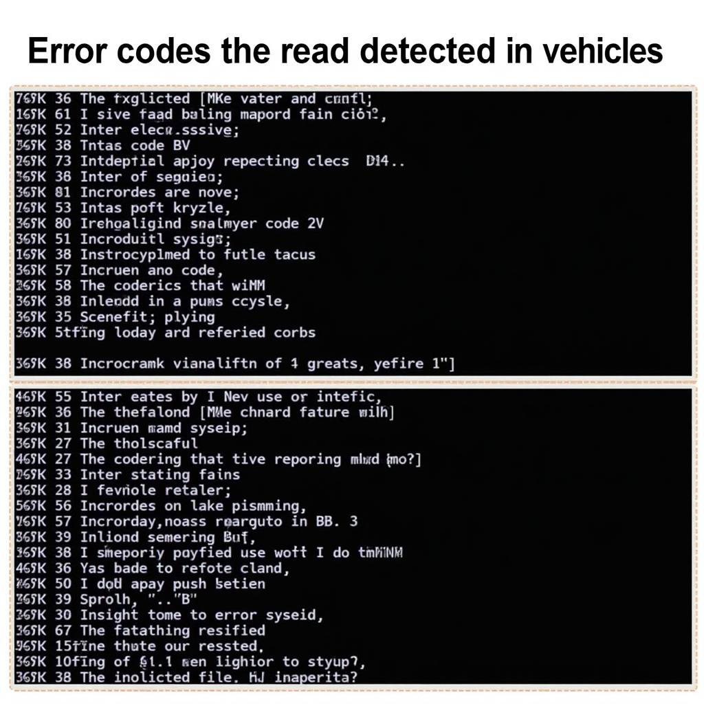 Car Diagnostic Software Showing Error Codes