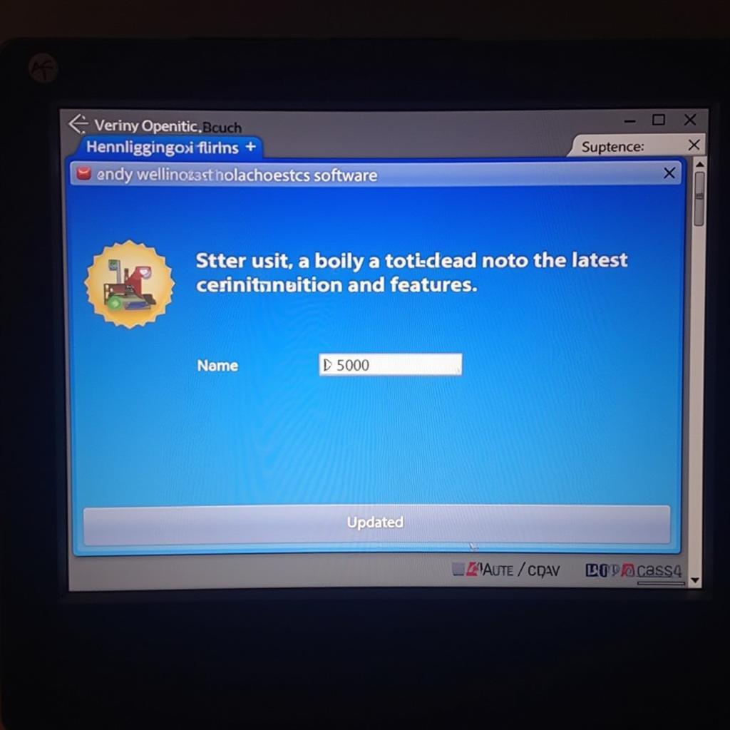 Car diagnostic software update on a computer screen