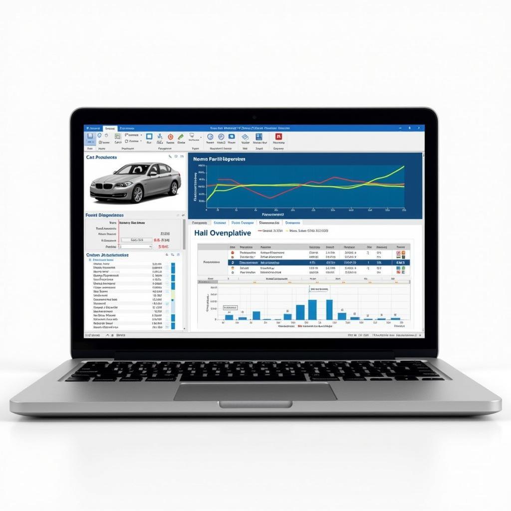 Car diagnostic software displayed on a Windows laptop screen