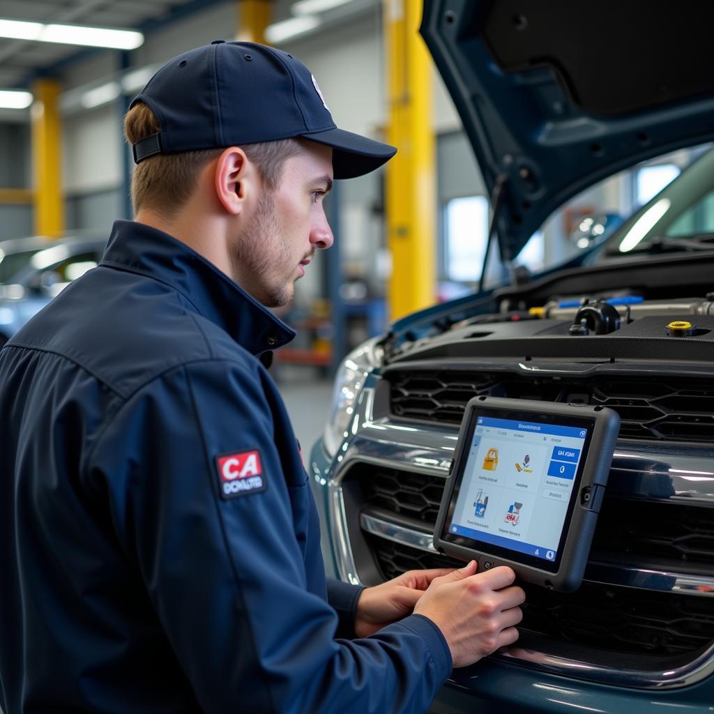 Car Diagnostic Technician at Work