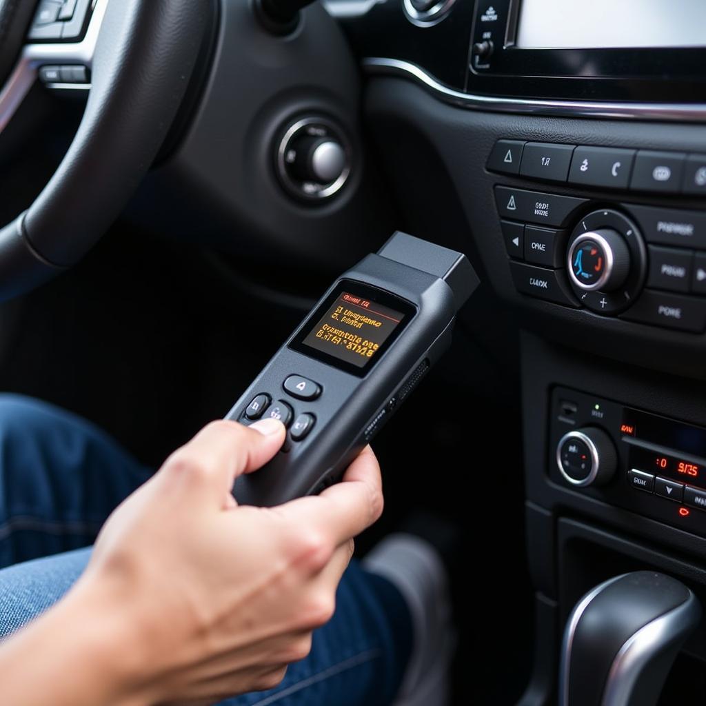 Connecting a cars diagnostic test code reader to the OBD-II port