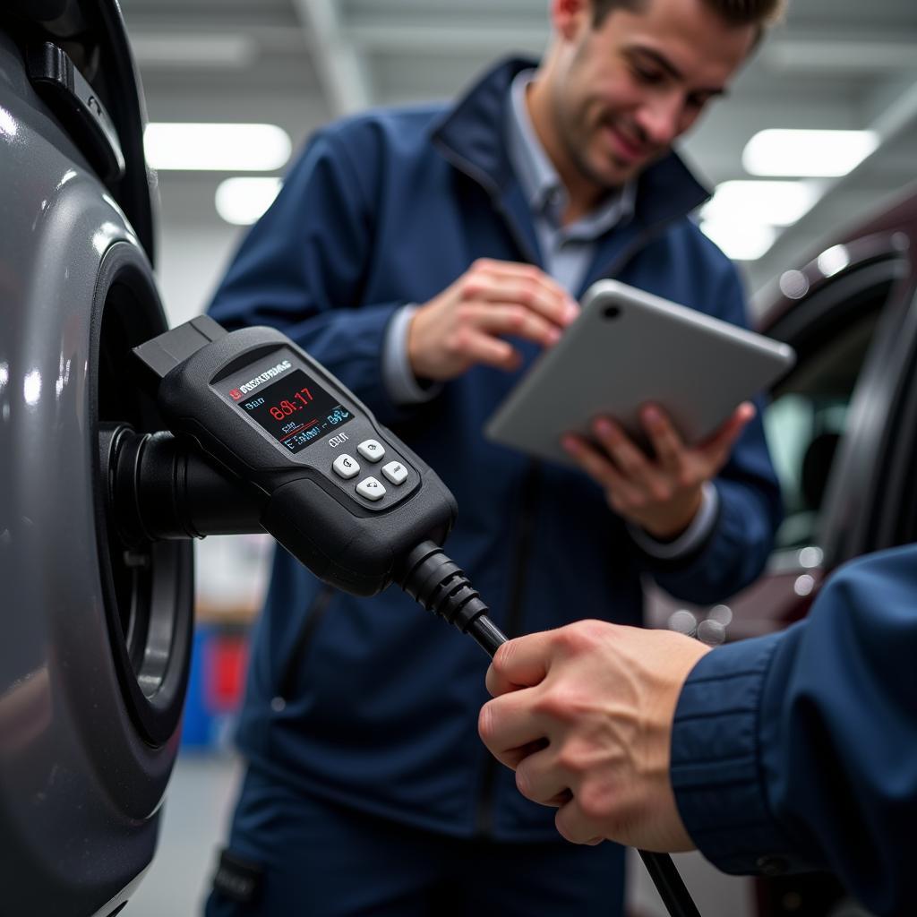 Car diagnostic test being performed in a Hampton Park garage