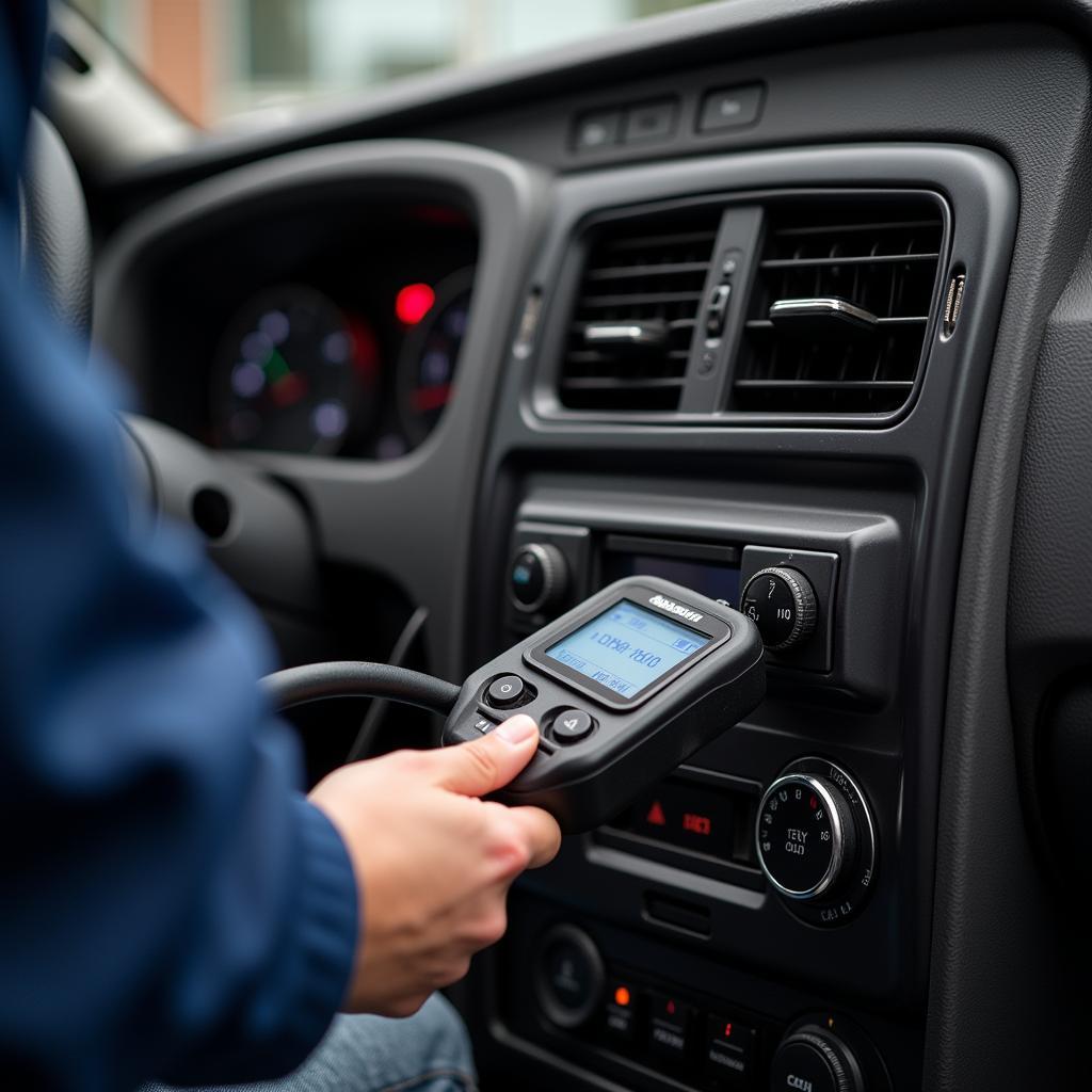 Mechanic Performing a Car Diagnostic Test