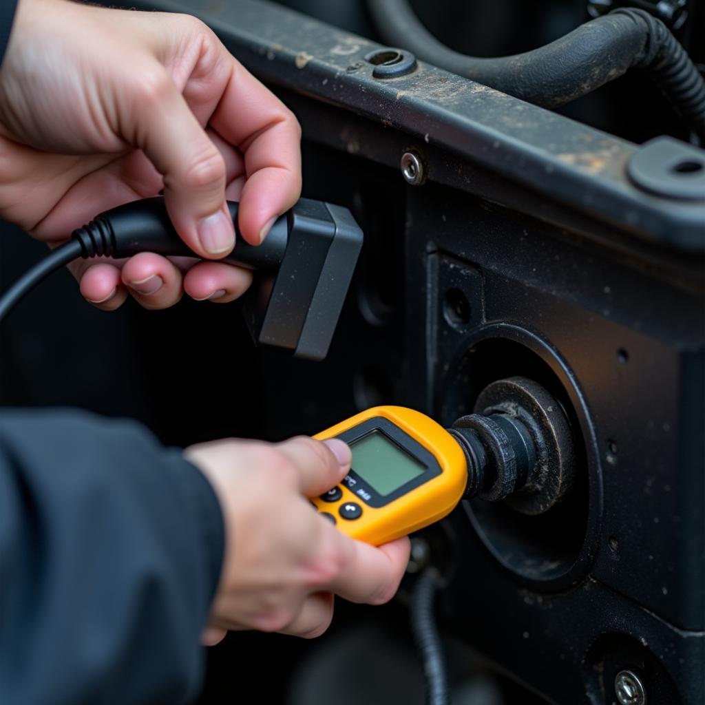 Mechanic Performing a Car Diagnostic Test