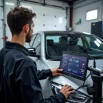 Car diagnostic test being performed in a Kent garage