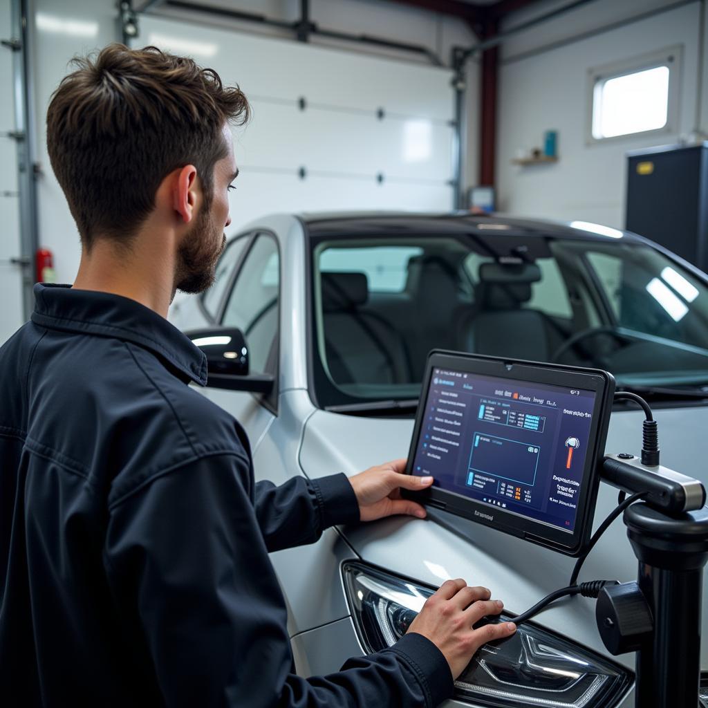 Car diagnostic test being performed in a Kent garage