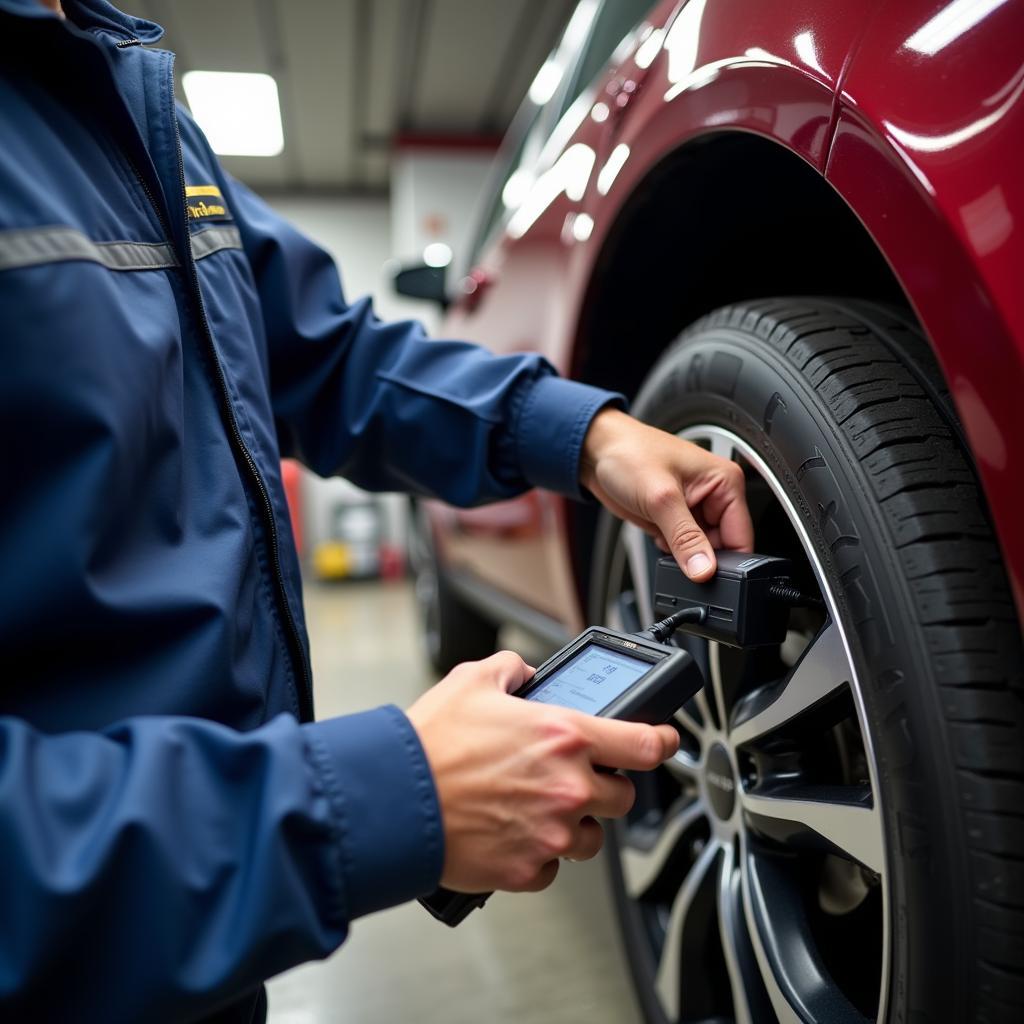 Car diagnostic test being performed in a Mitcham garage