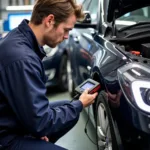 Car diagnostic test being performed in a Newcastle garage