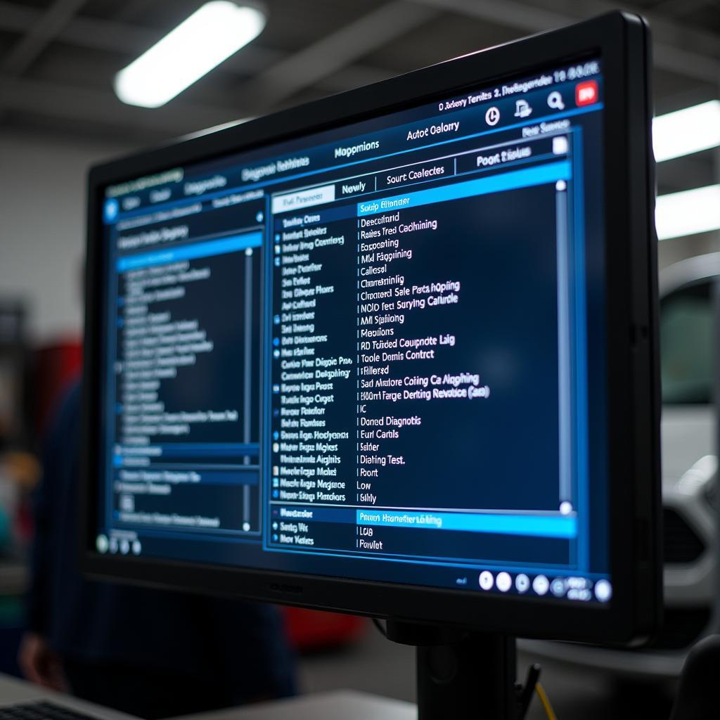 Car diagnostic test report on a computer screen in a Calgary auto shop