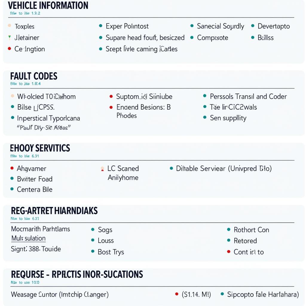 Components of a car diagnostic test report