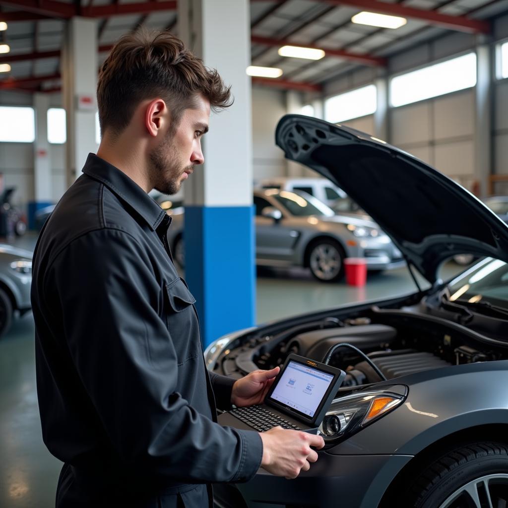 Car Diagnostic Test at a Repair Shop