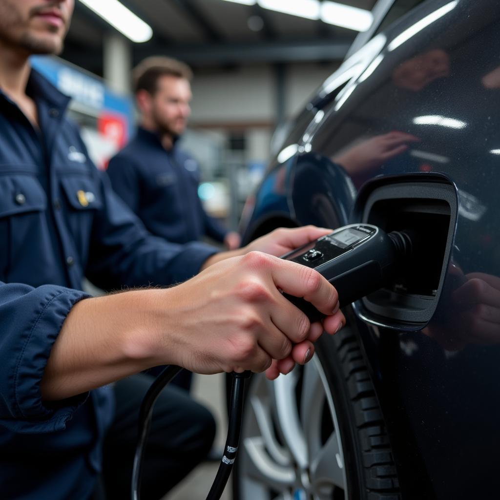 Mechanic Using a Car Diagnostic Tool