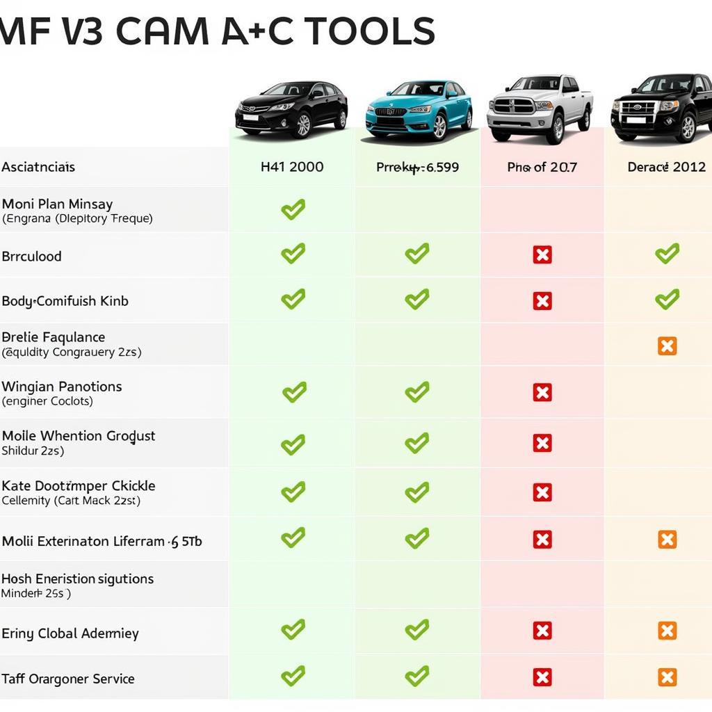 Car Diagnostic Tool Comparison Chart