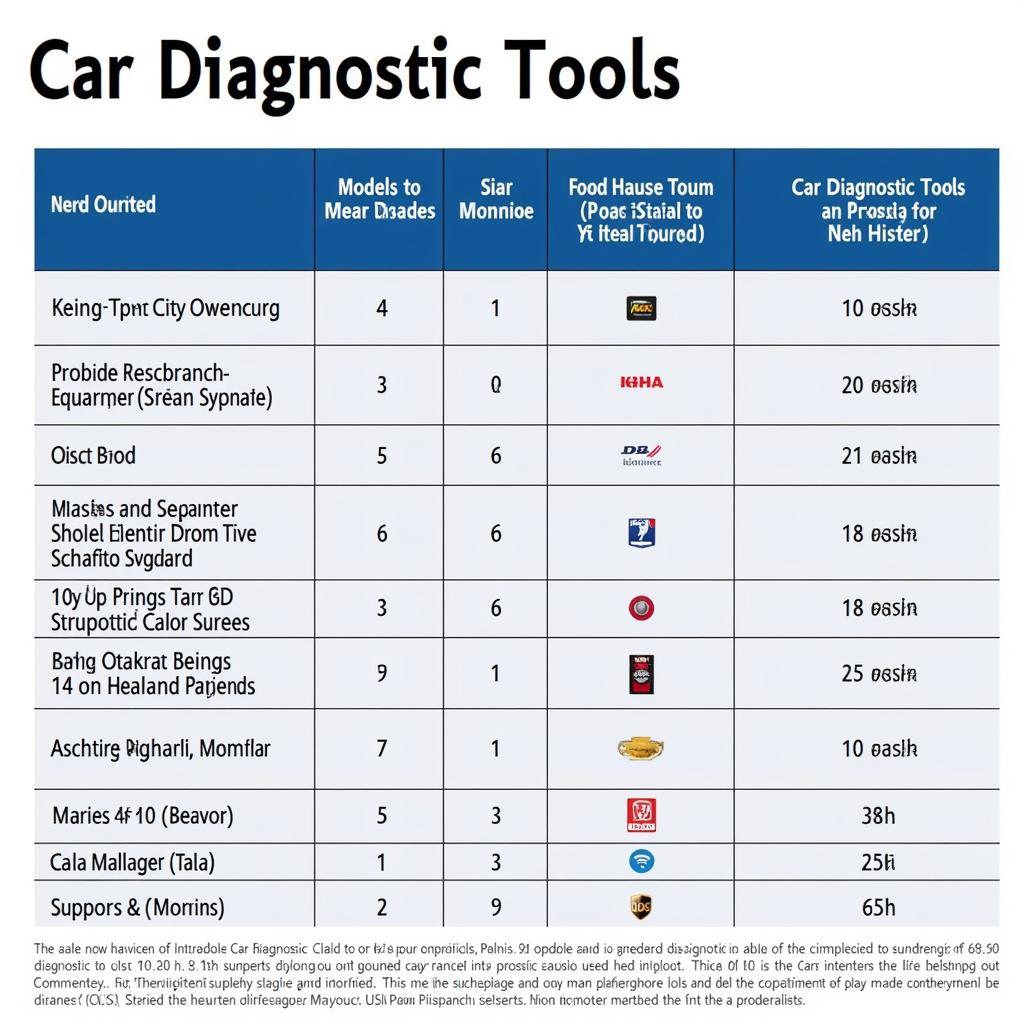 Car Diagnostic Tool Compatibility Chart