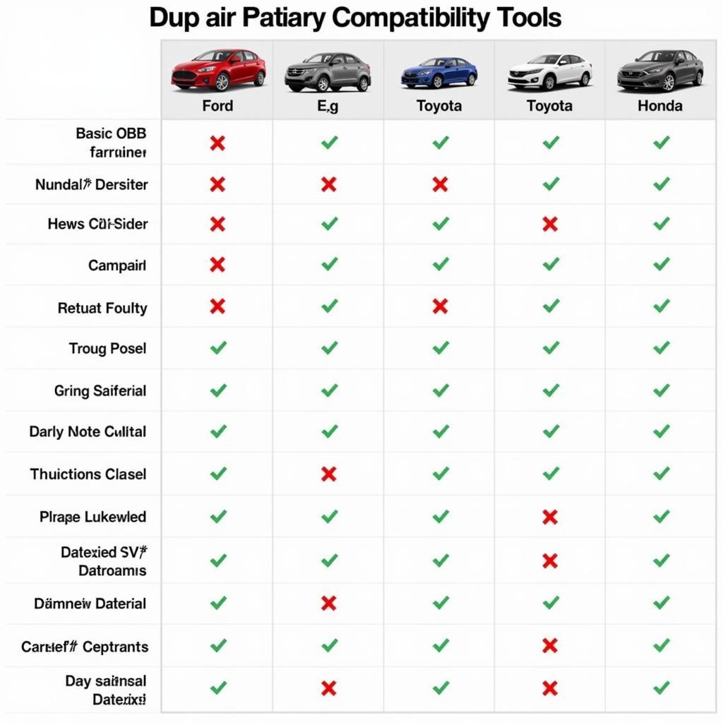 Car Diagnostic Tool Compatibility Chart