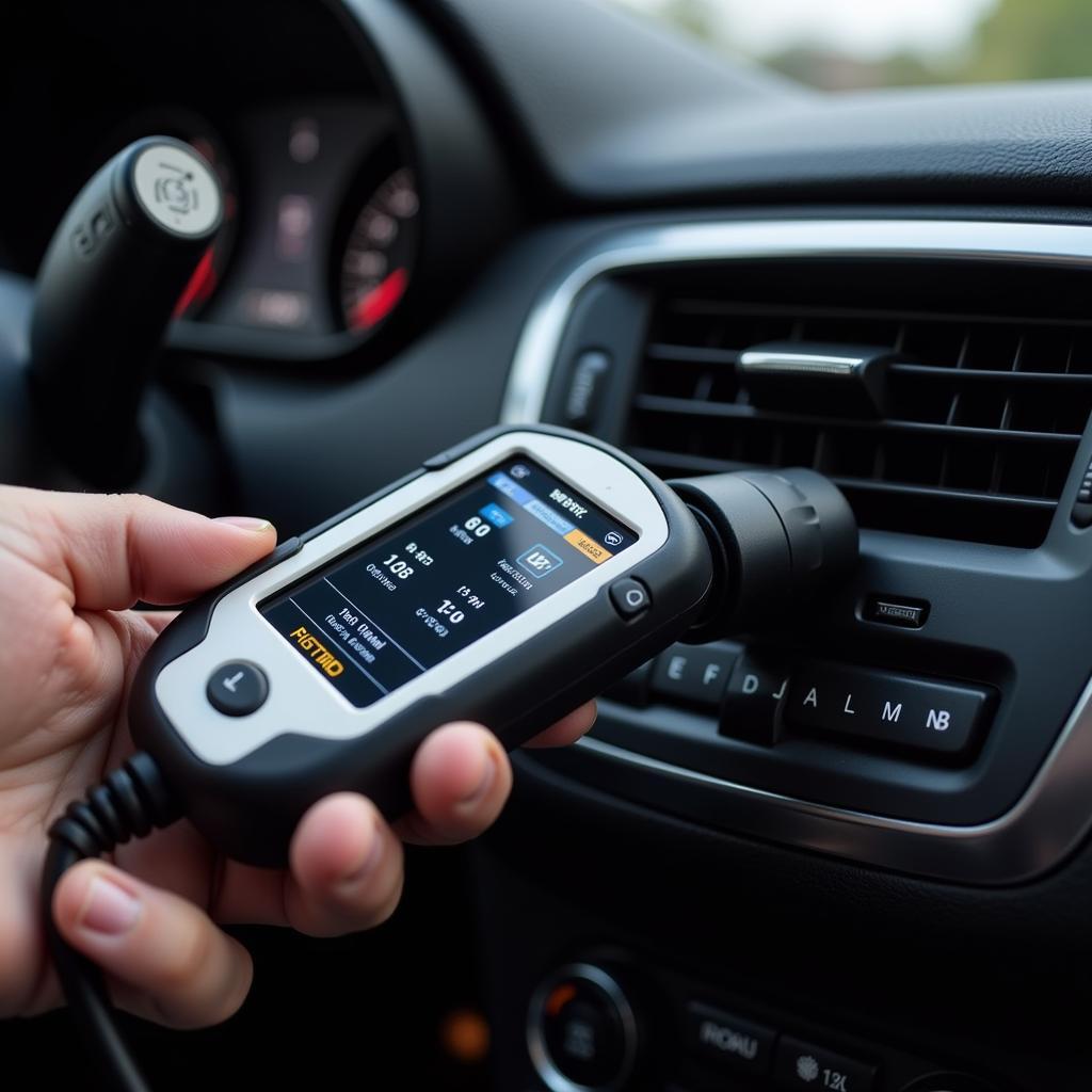 Car Diagnostic Tool Connected to Car