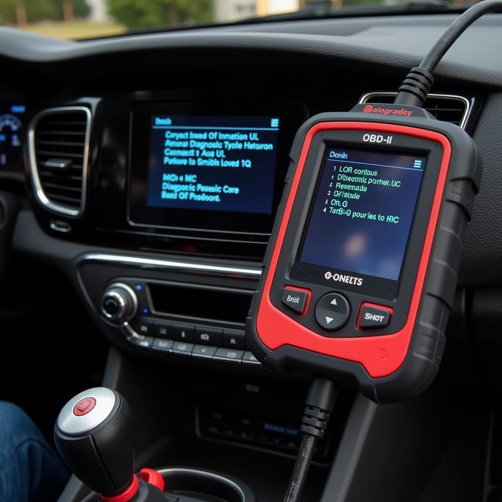 Car Diagnostic Tool Connected to Car