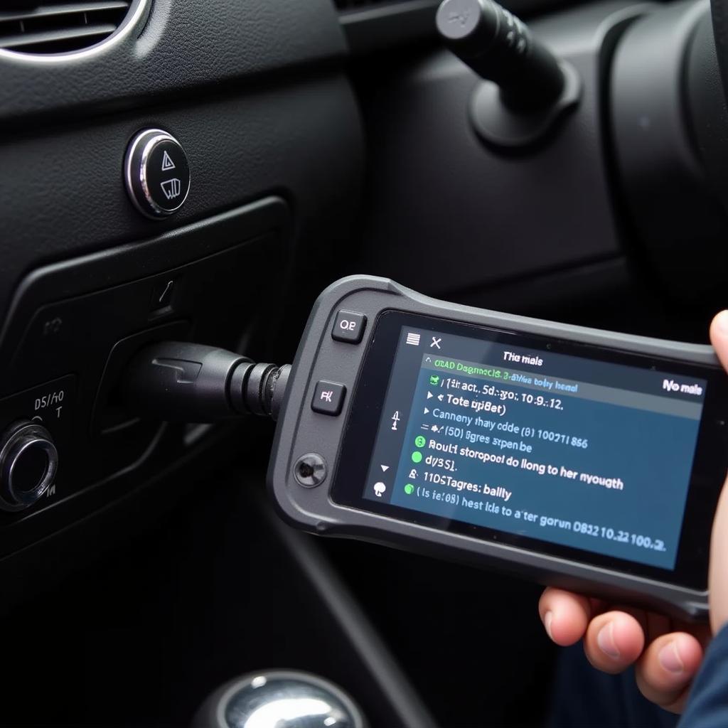 Car Diagnostic Tool Connected to OBD-II Port