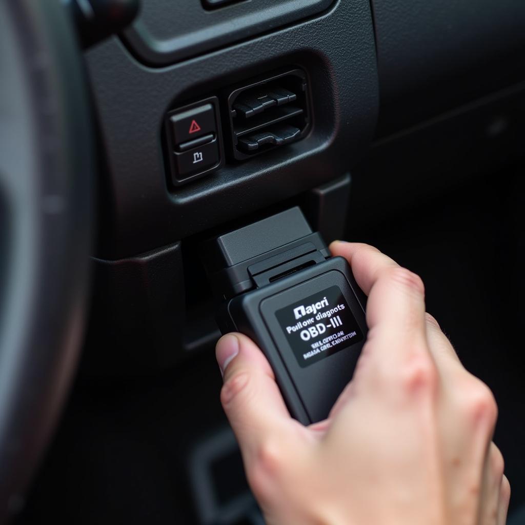 Car Diagnostic Tool Connected to OBD-II Port