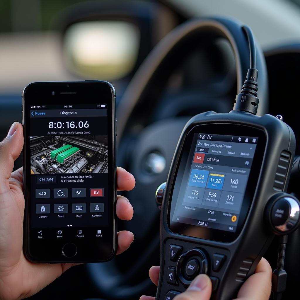 Car Diagnostic Tool Connected to Phone