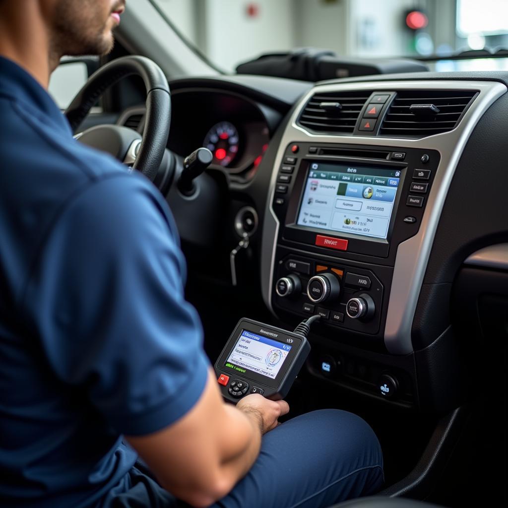 Car Diagnostic Tool Connected to a Vehicle